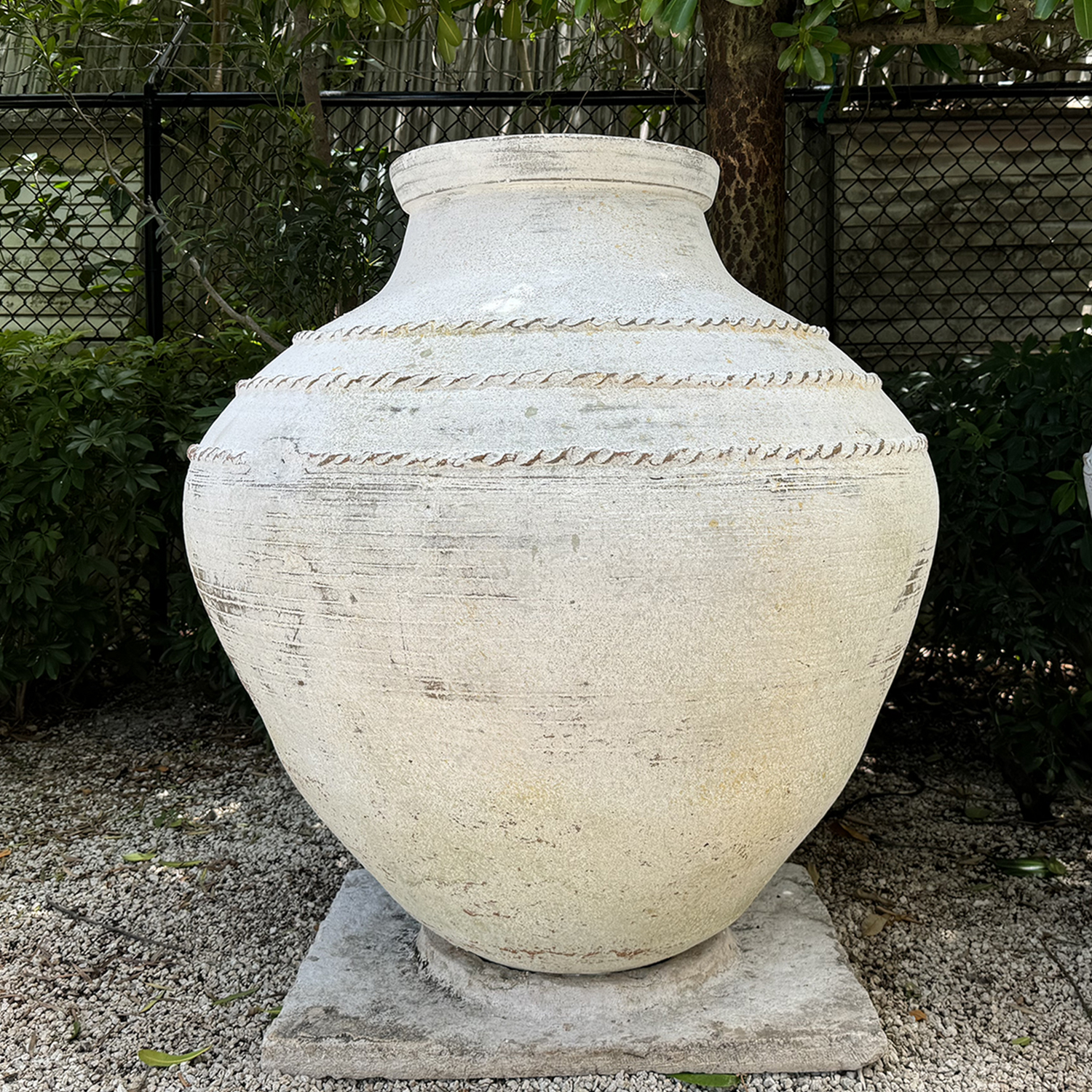 Antique Greek White Washed Kamena Jar