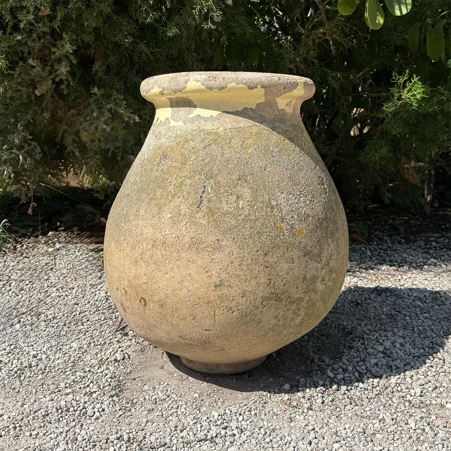 Petite Antique Biot Jar with Glazed Rim and Drainage