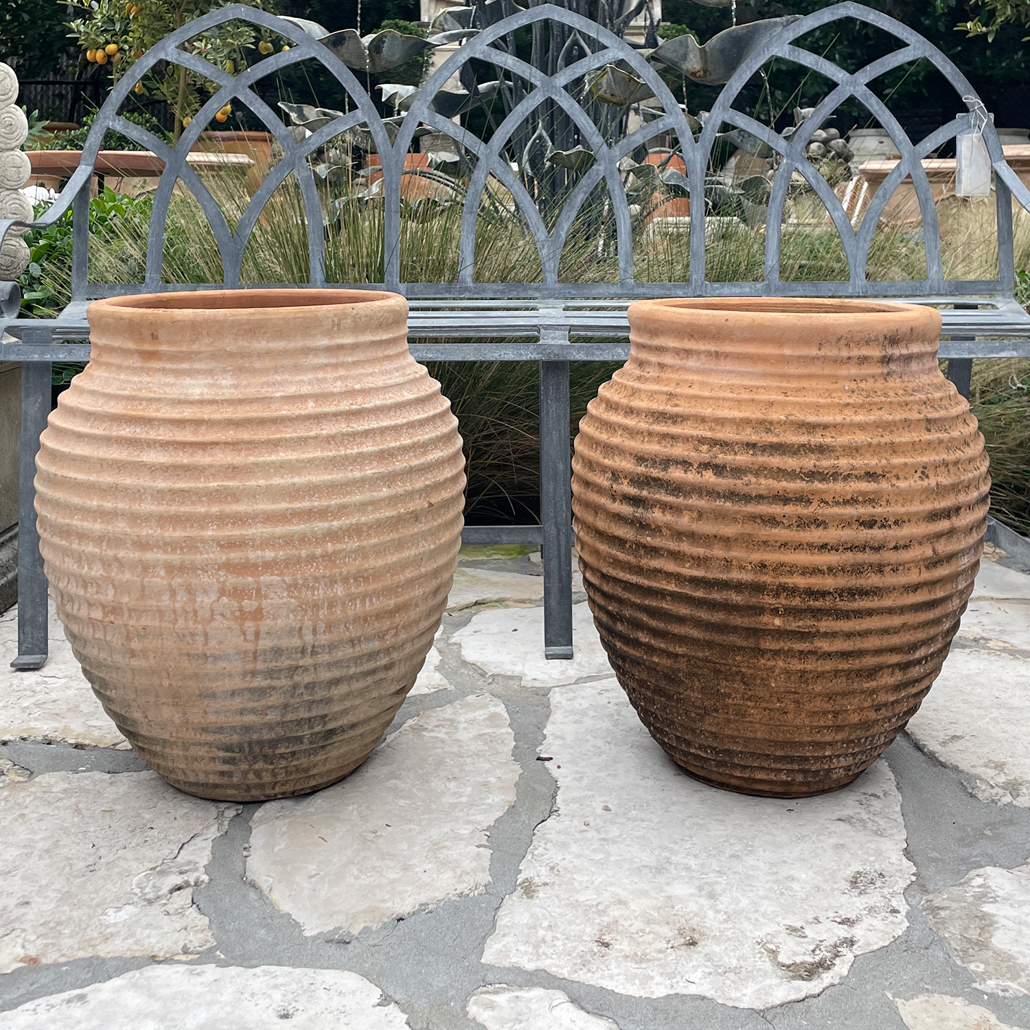 Pair of Antique Mediterranean Terracotta Garden Jars