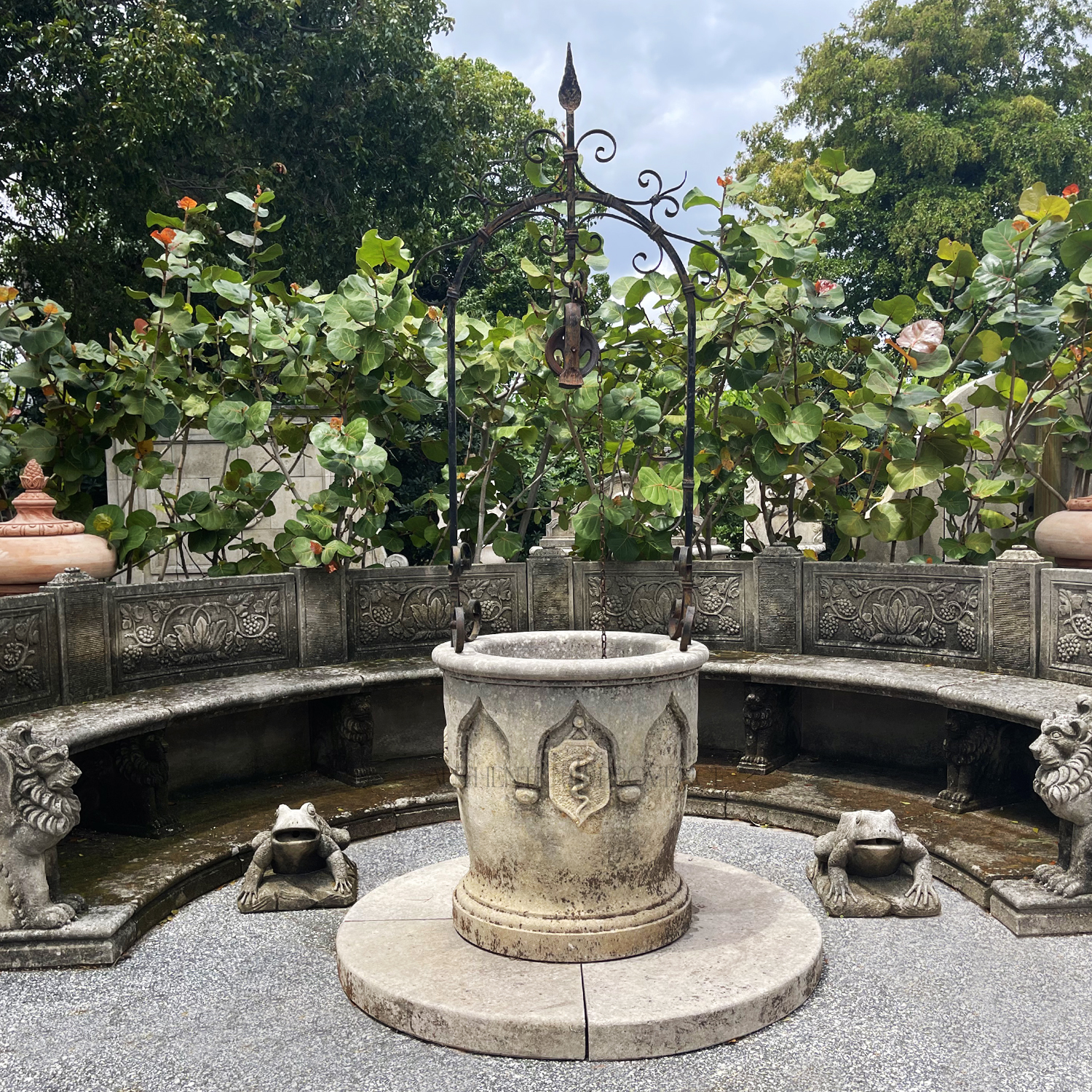 A Gothic Style Wellhead in Hand Carved from Italy