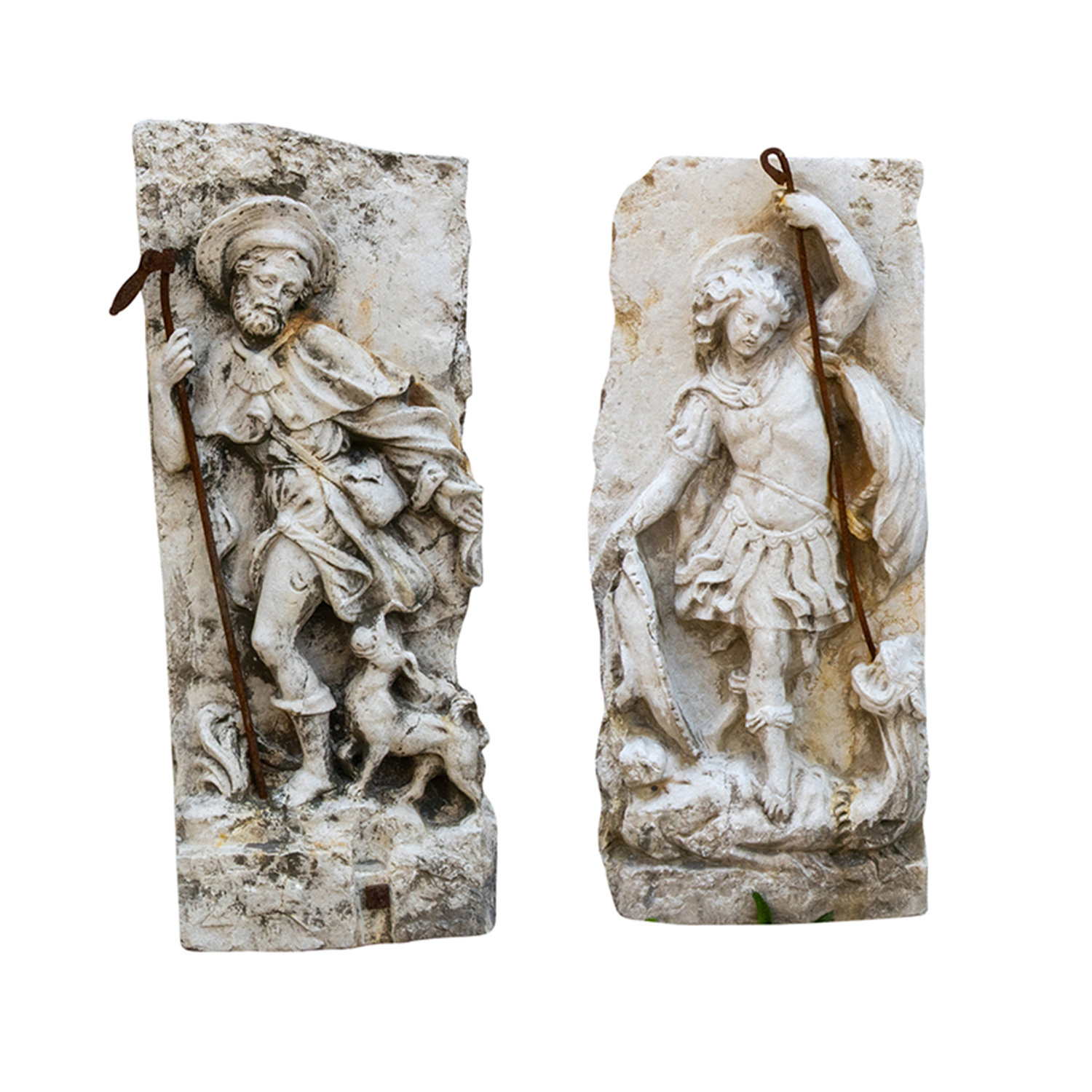 20th Century German Pair of Antique Baroque Style Marble Reliefs