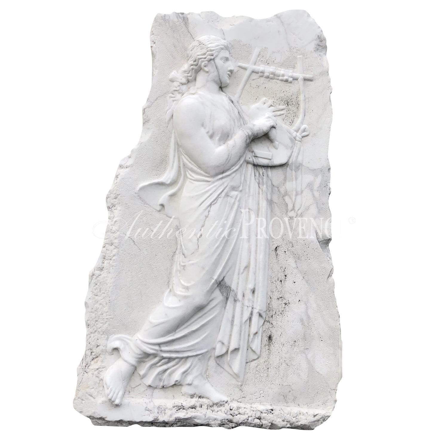 20th Century European Statuario Marble Relief of Euterpe – Antique Wall Panel