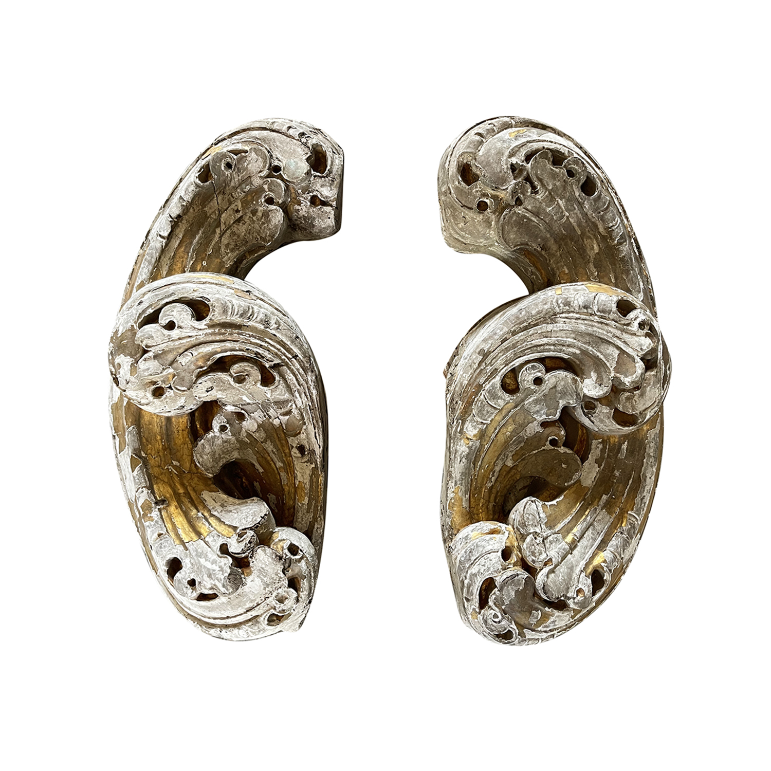 17th – 18th Century Portuguese Pair of Antique Baroque Pine Wall Reliefs, Panels