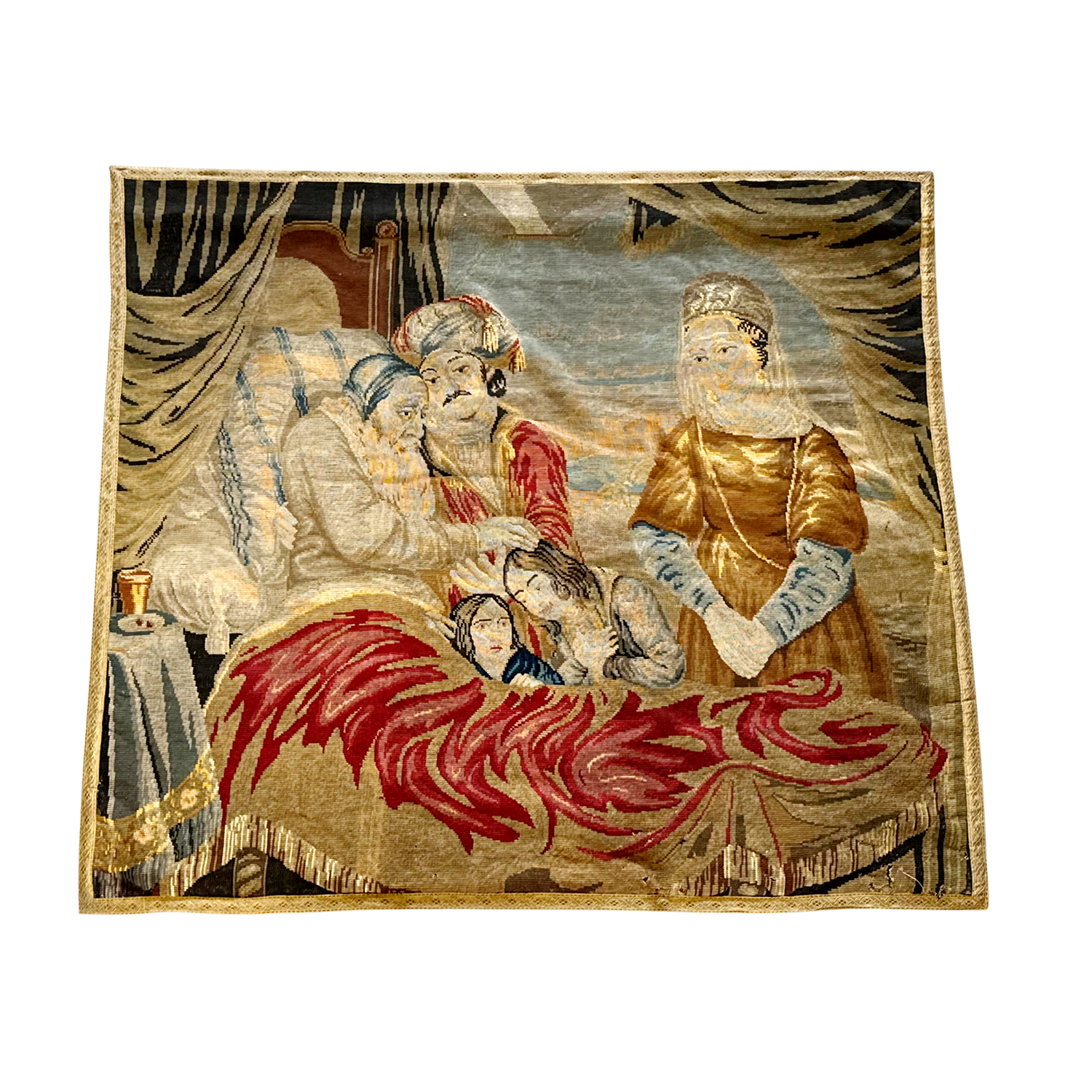 French wall Tapestry – early 19th Century Family Blessing Scene
