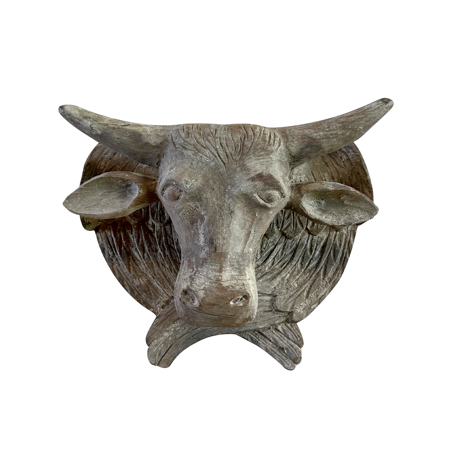 Folk Art Carved Wooden Cow Head, France, Early 20th Century