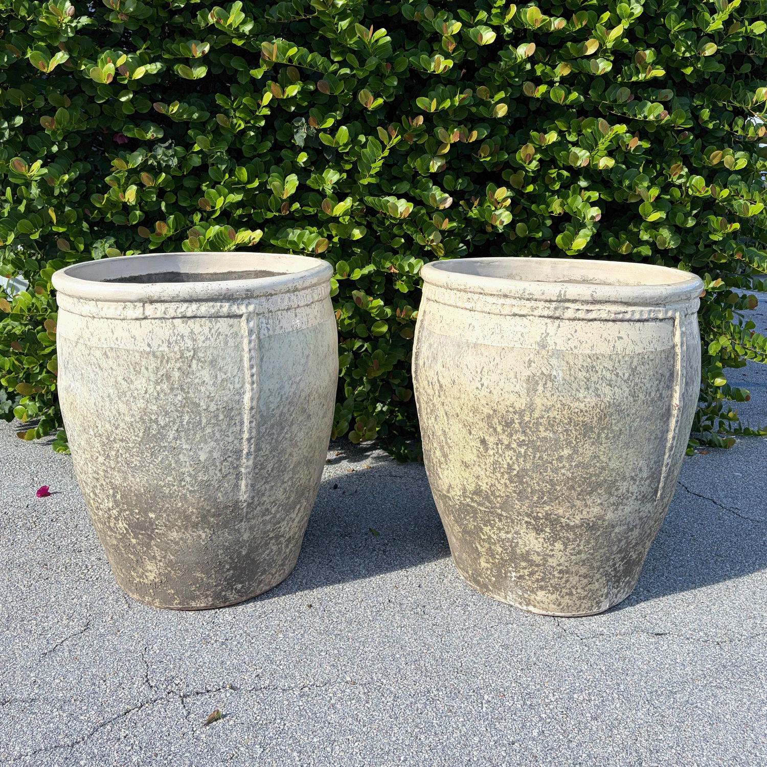 A Pair of Large French Garden Planters in Cream from Provence