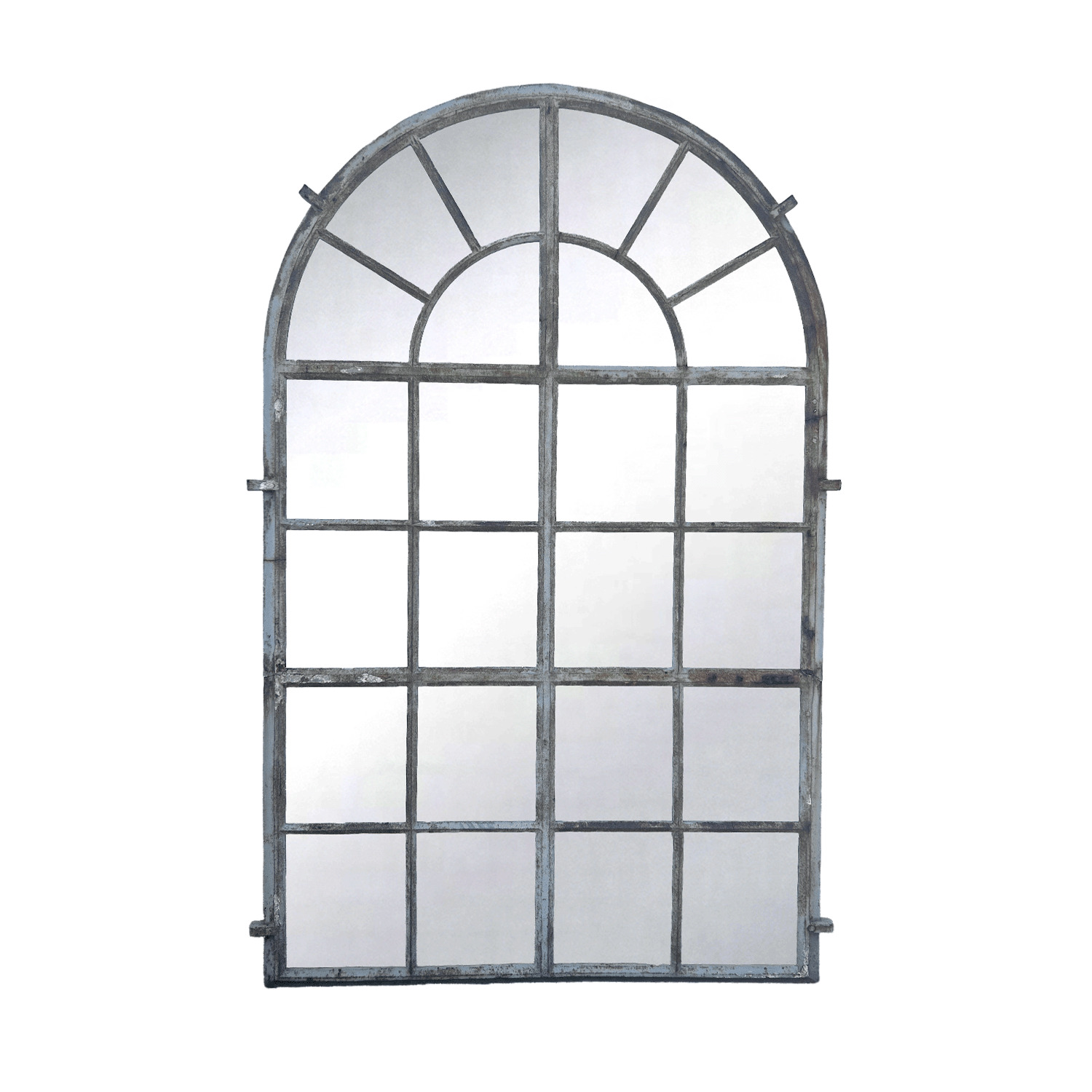 Antique French Château Arched Cast Iron Floor Mirror, Rococo Period, Circa 1835