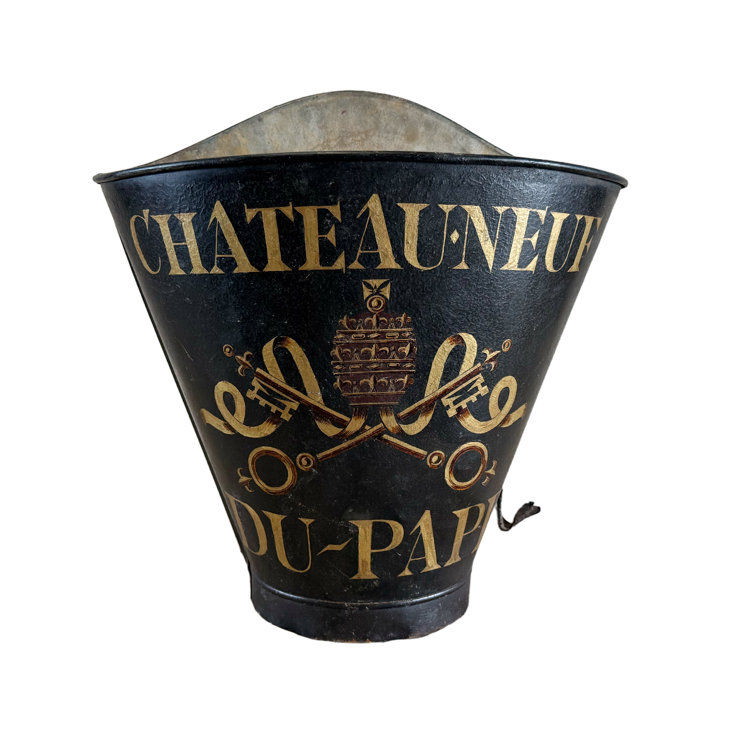 20th Century Provencal  Painted Metal Châteauneuf-du-Pape Harvesting Carrier in Black