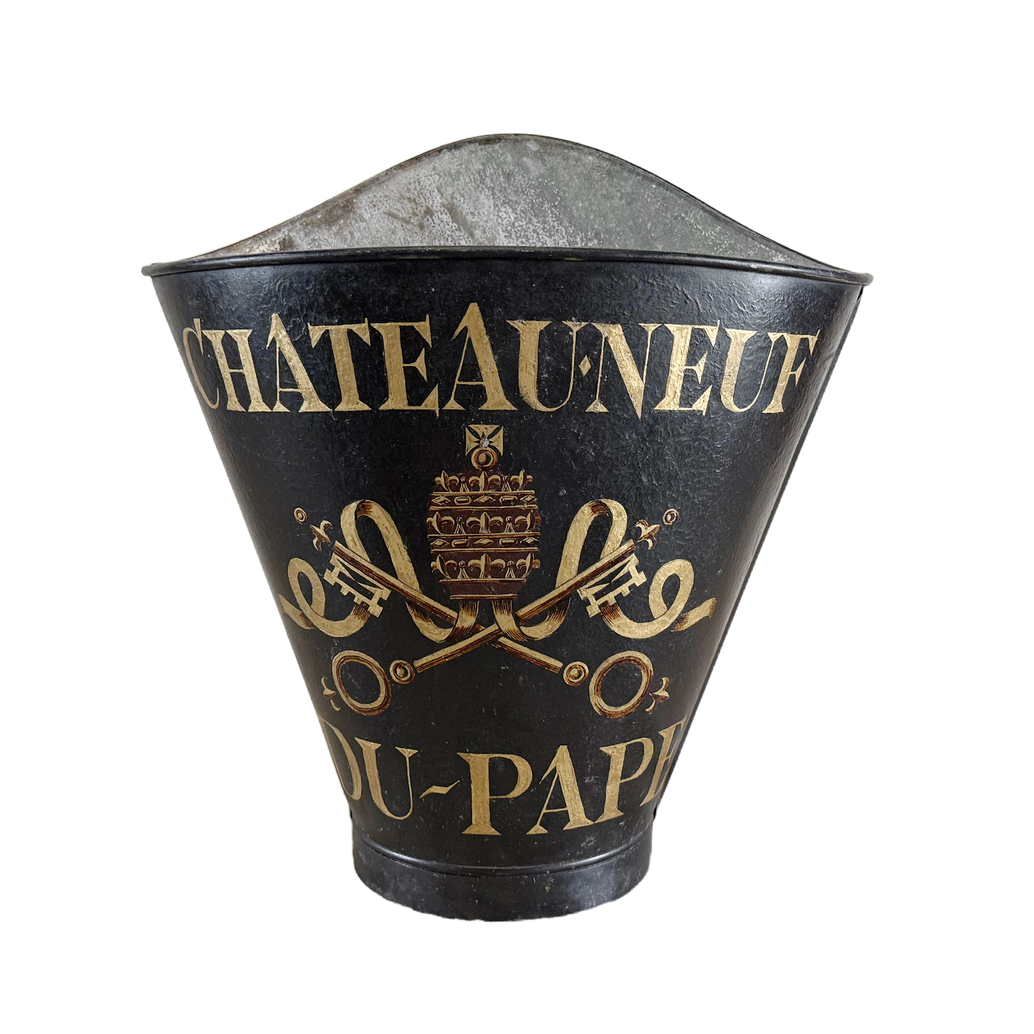 20th Century French Painted Metal Châteauneuf-du-Pape Harvest Carrier or  Hotte painted in Black