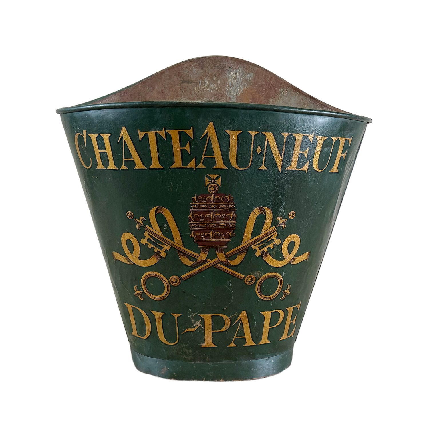 20th Century French Painted Metal Châteauneuf-du-Pape Harvesting Hotte Painted in Forest Green