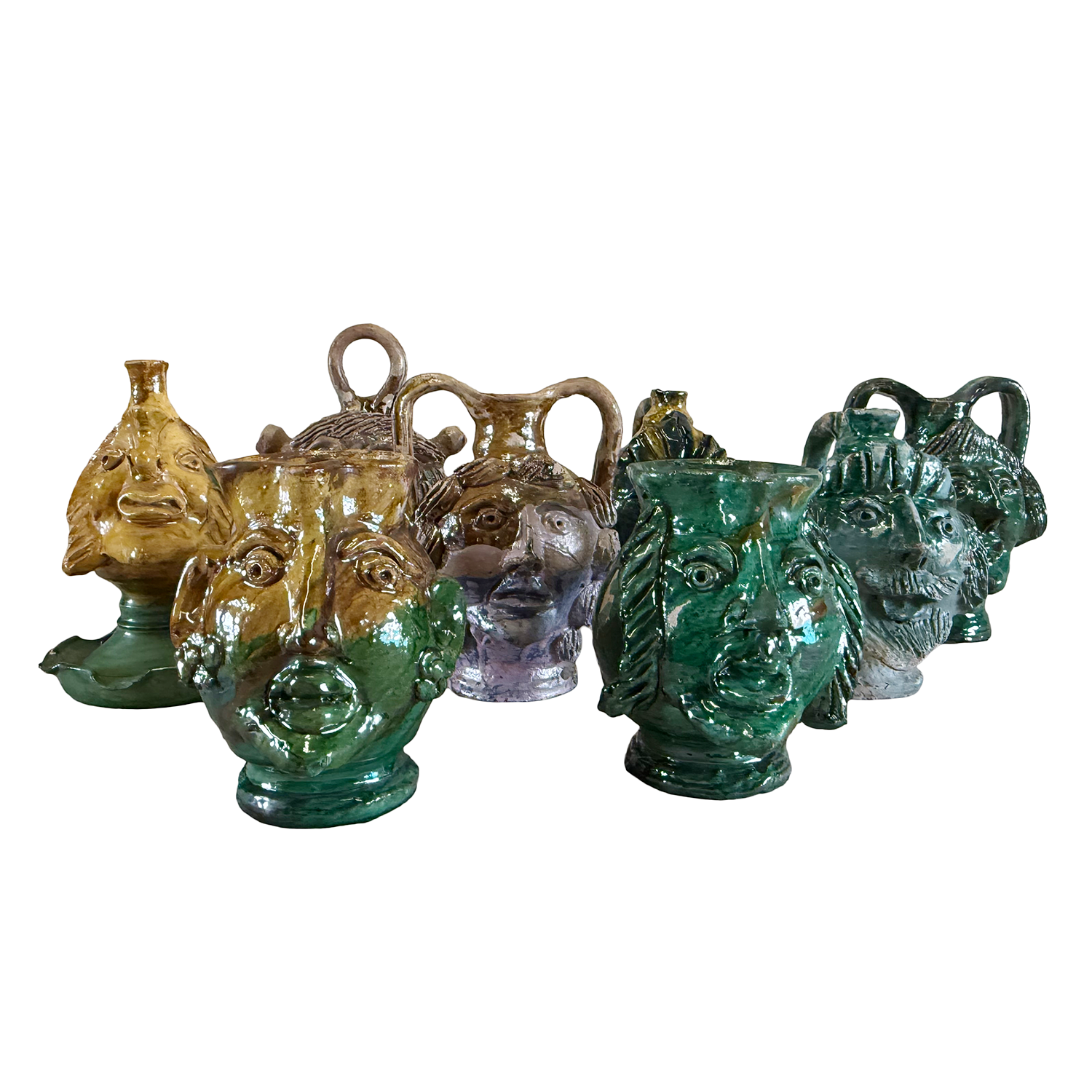 A collection of Eight Anthropomorphic Majolica attributed to Paolo Condurso, Seminara Italy circa 1920 – 1949