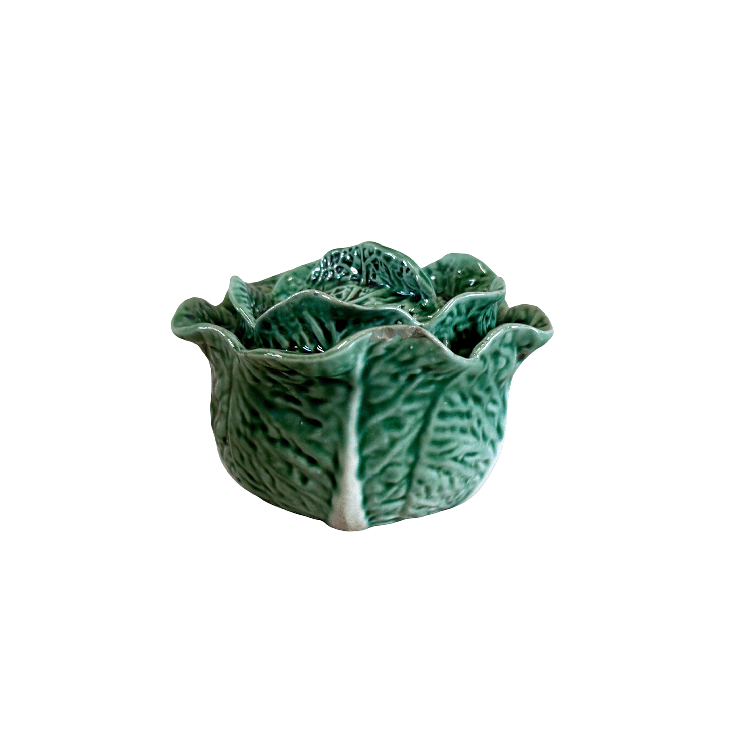 A Small Lidded Ceramic Tureen from Portugal with a Cabbage Decor