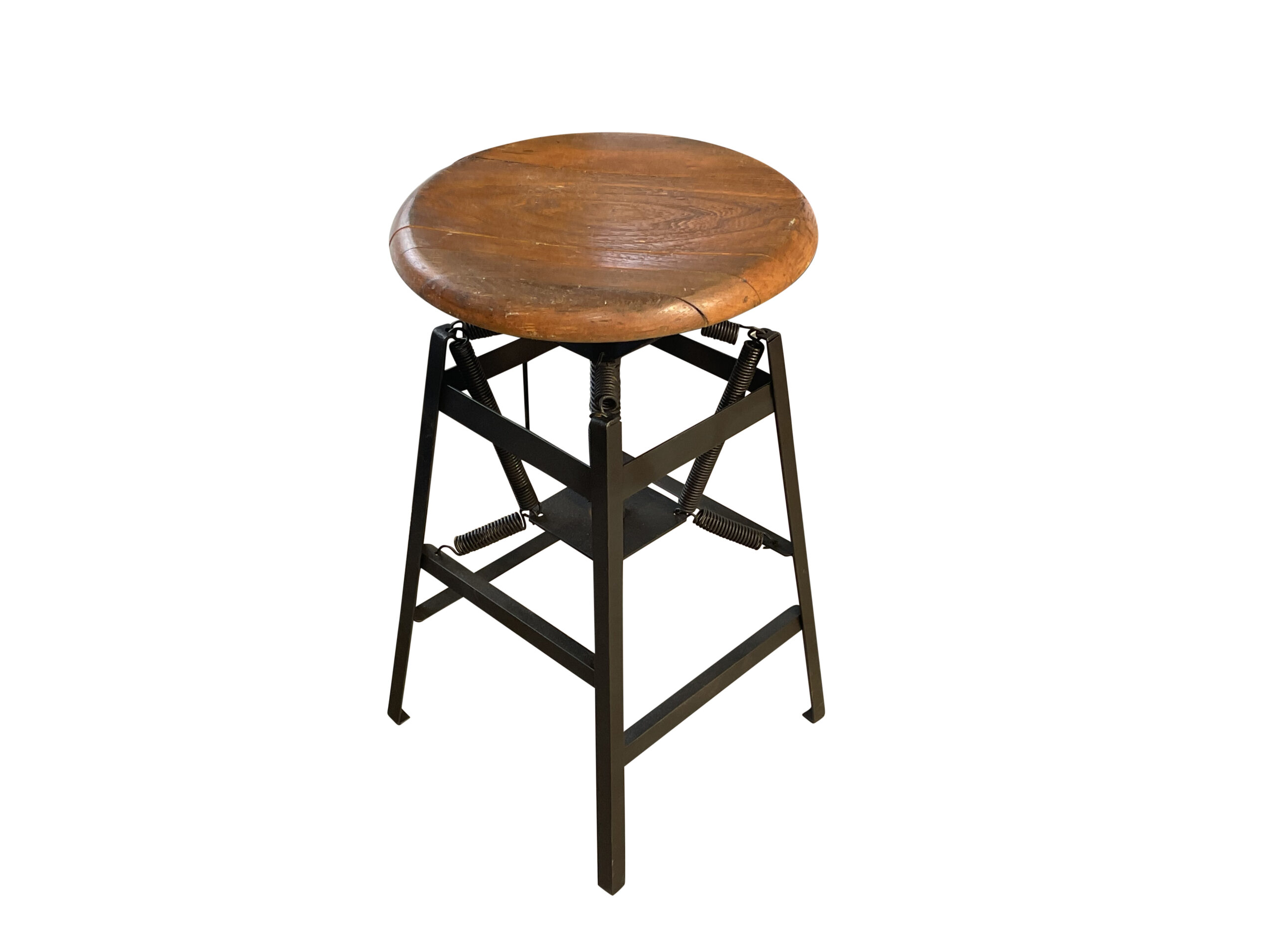 20th Century American Antique Industrial Metal Stool by Charles E. Miller