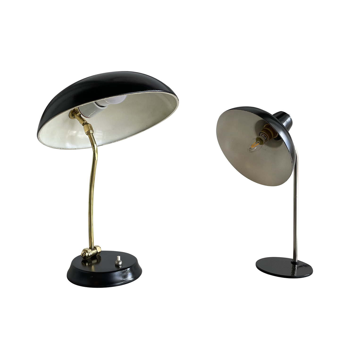 20th Century Italian Pair of Similar Modern Black Vintage Metal Table Lamps