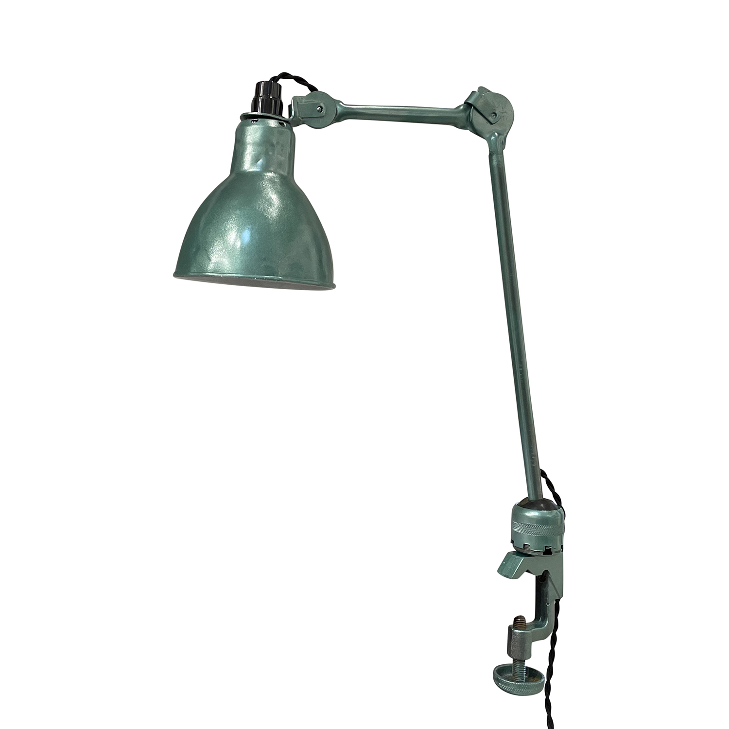20th Century Green French Industrial Metal Work Lamp – Vintage Office Light