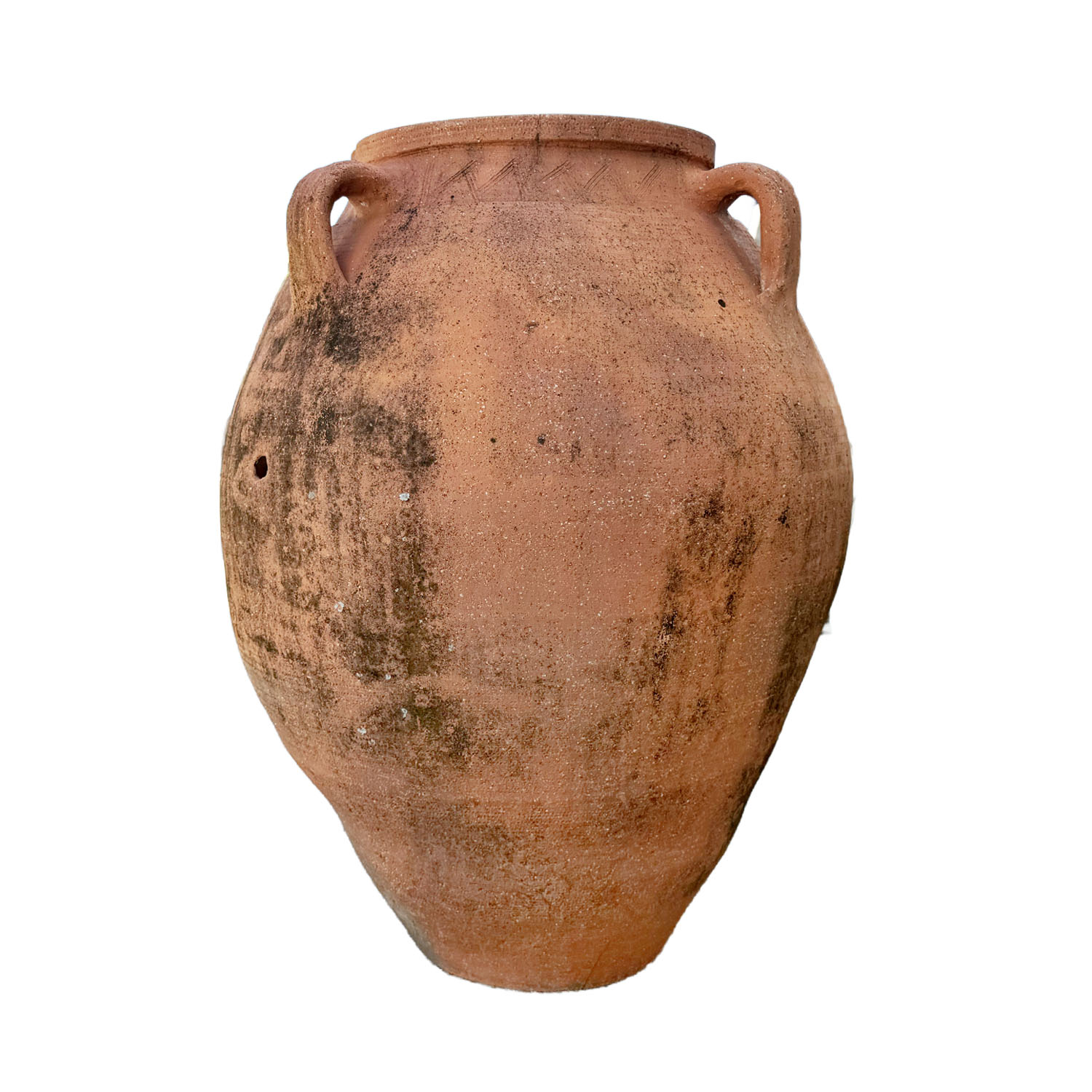 Oversized Antique Greek Olive Jar in Weathered Terracotta