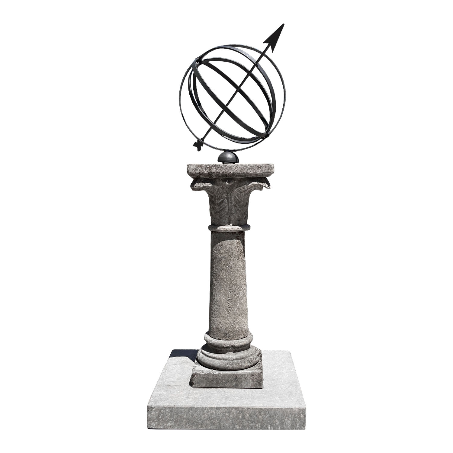 20th Century Italian Limestone Garden Armillary Sphere Sundial