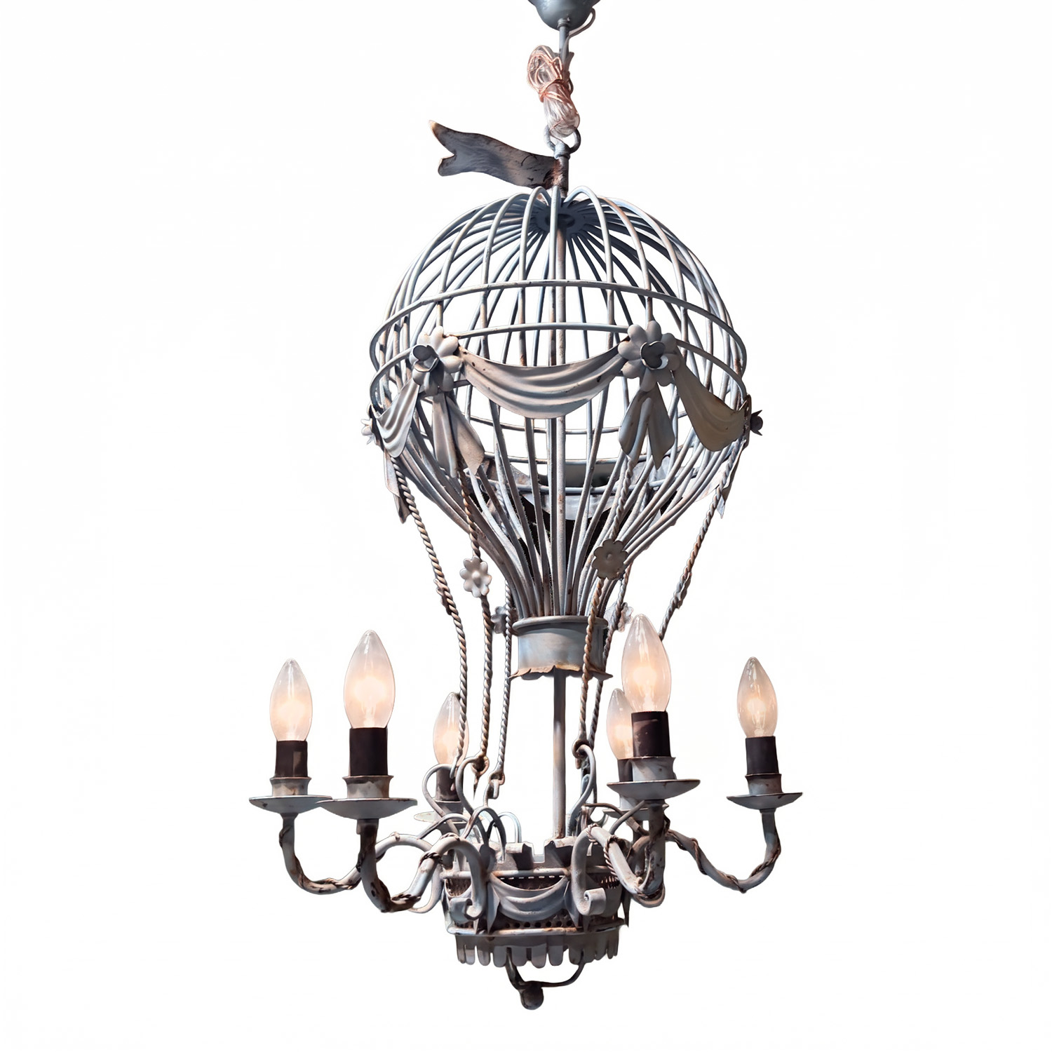 Late 19th / 20th Century Antique French Six Light in crafted Metal