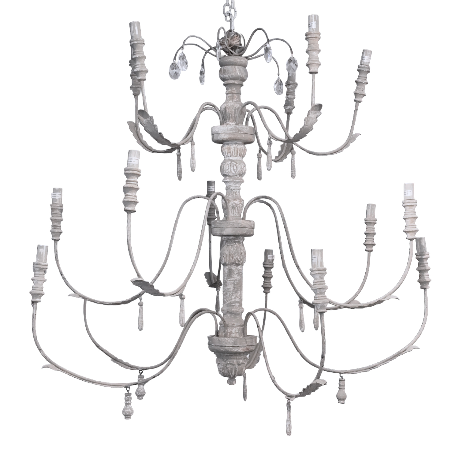 Early 20th Antique Chandelier from France with Wooden Spindles