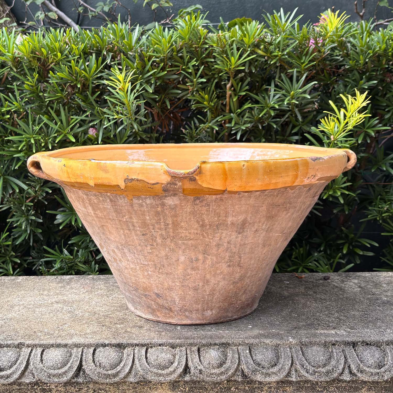 Antique French Terracotta Confit Bowl with Honey Glaze
