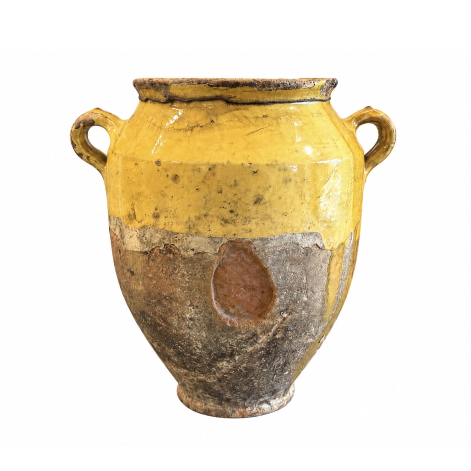 19th Century French Terracotta Confit Jar with Honey Glaze and twin Handles