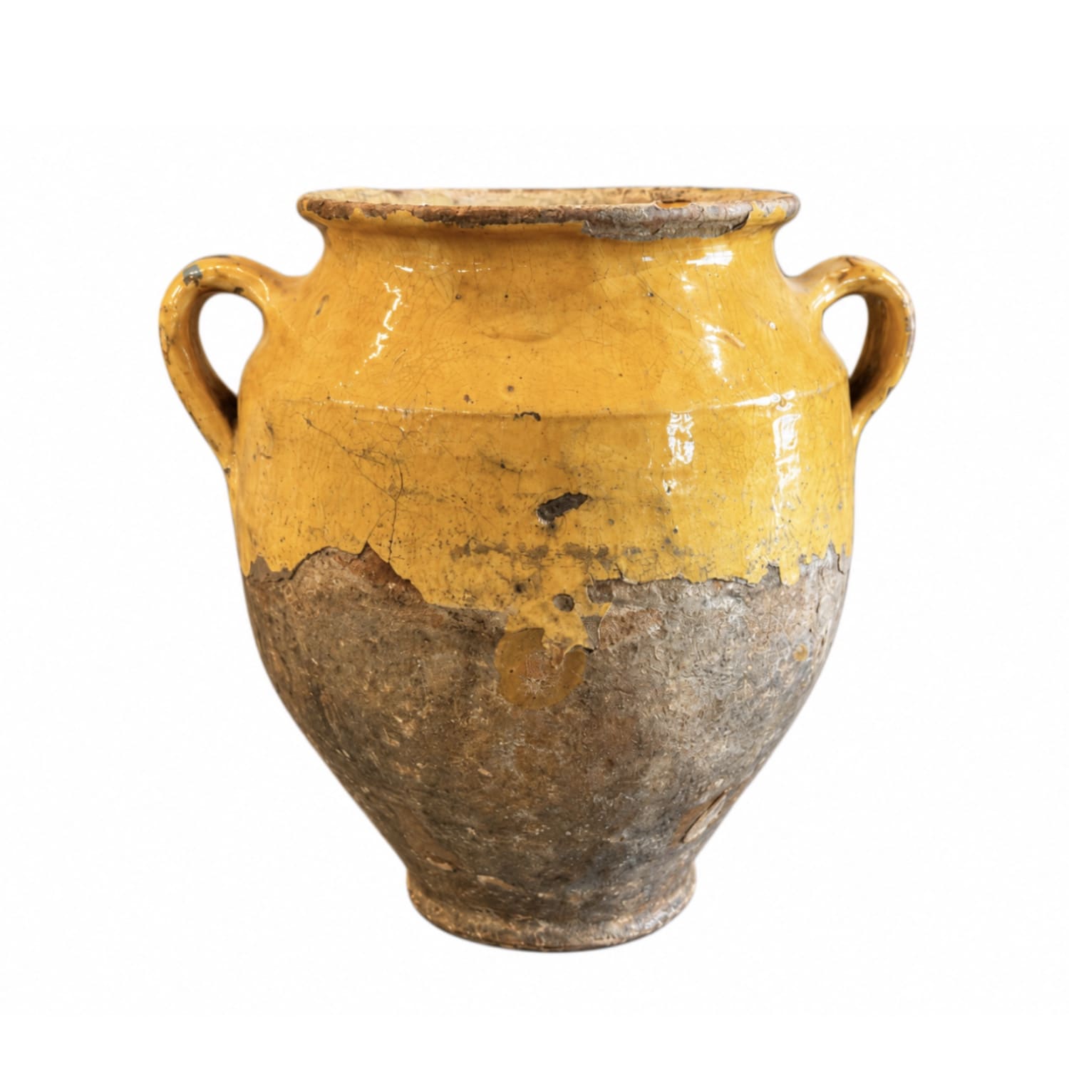 19th Century French Terracotta Confit Jar with Honey Glaze and twin Handles