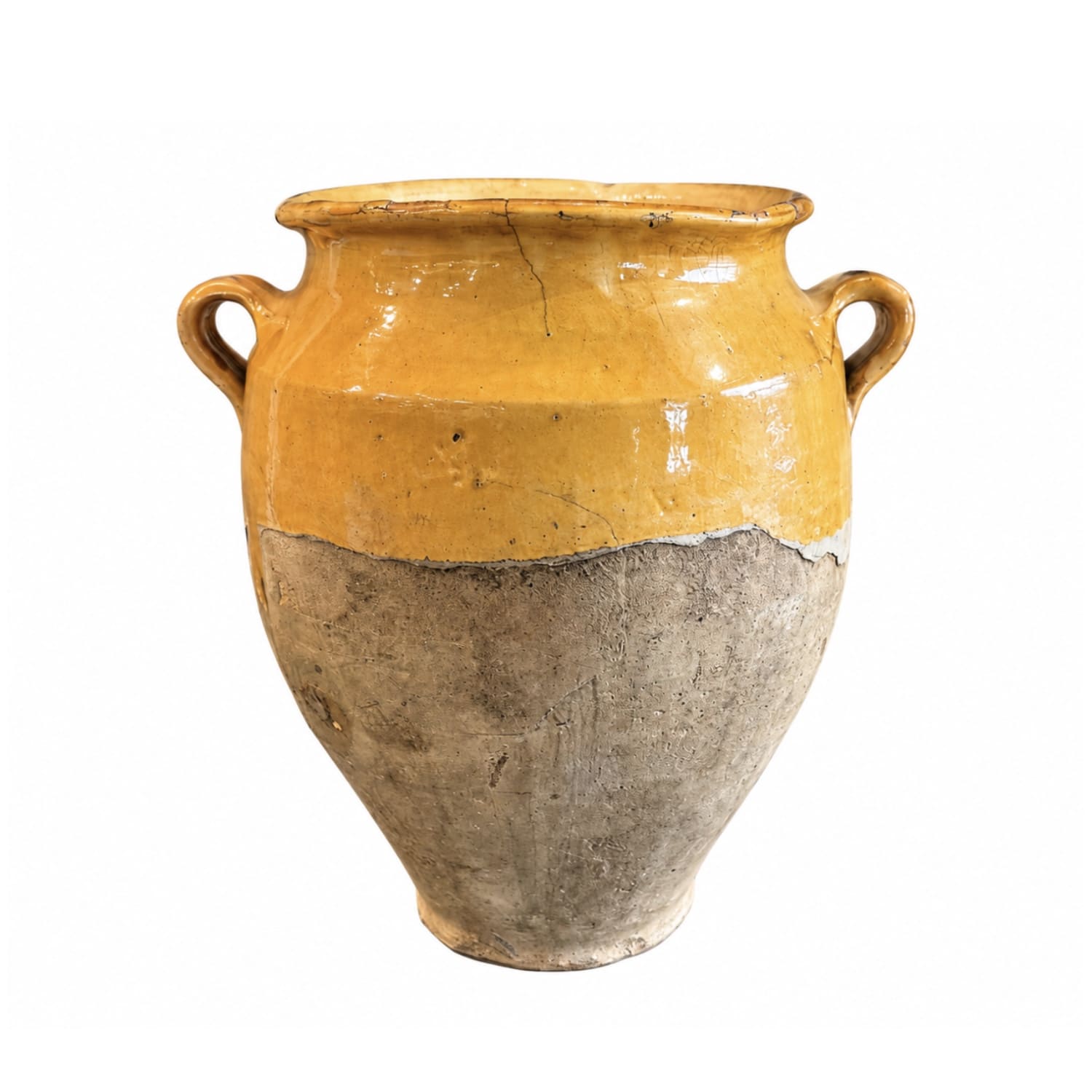 19th Century French Terracotta Confit Jar with Honey Glaze and twin Handles