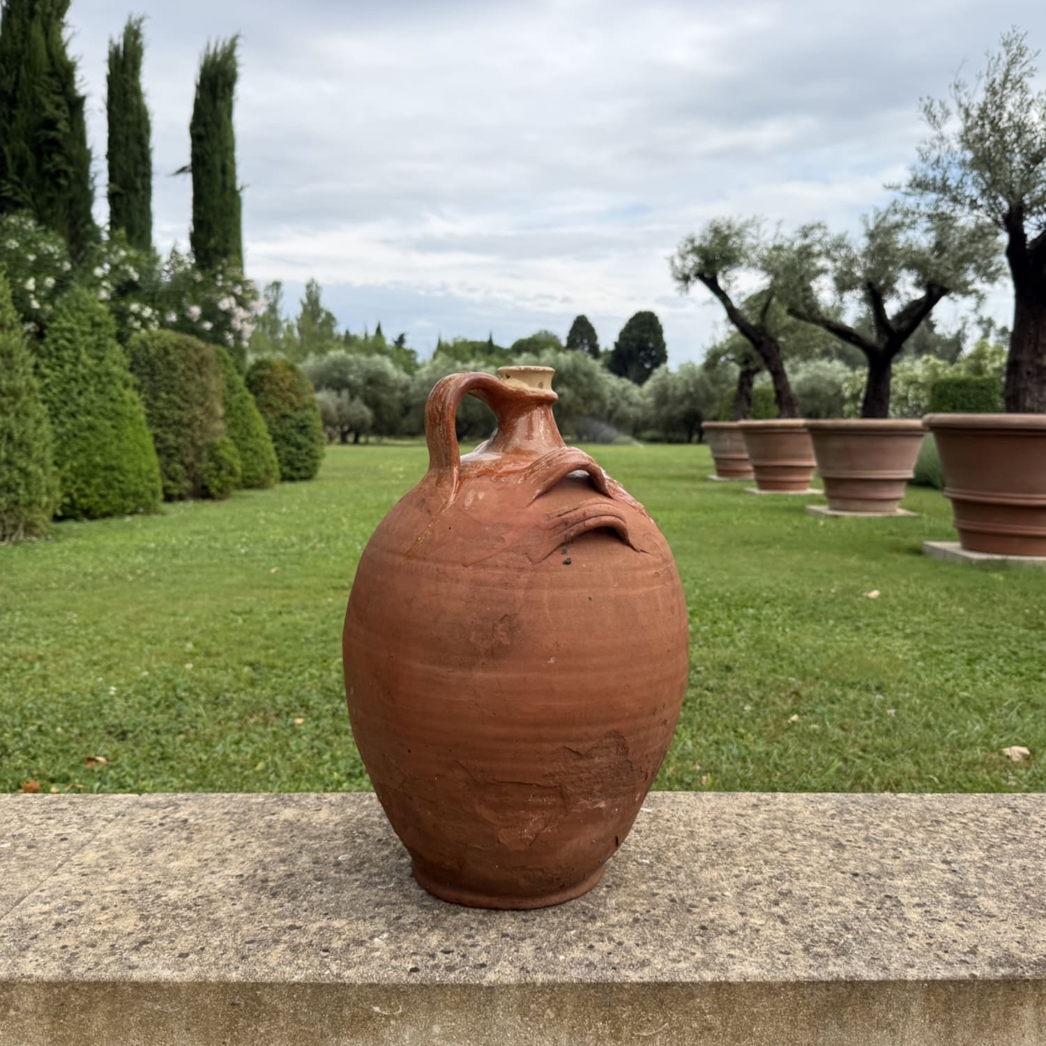 French Glazed Terracotta Multi-Handled Jug