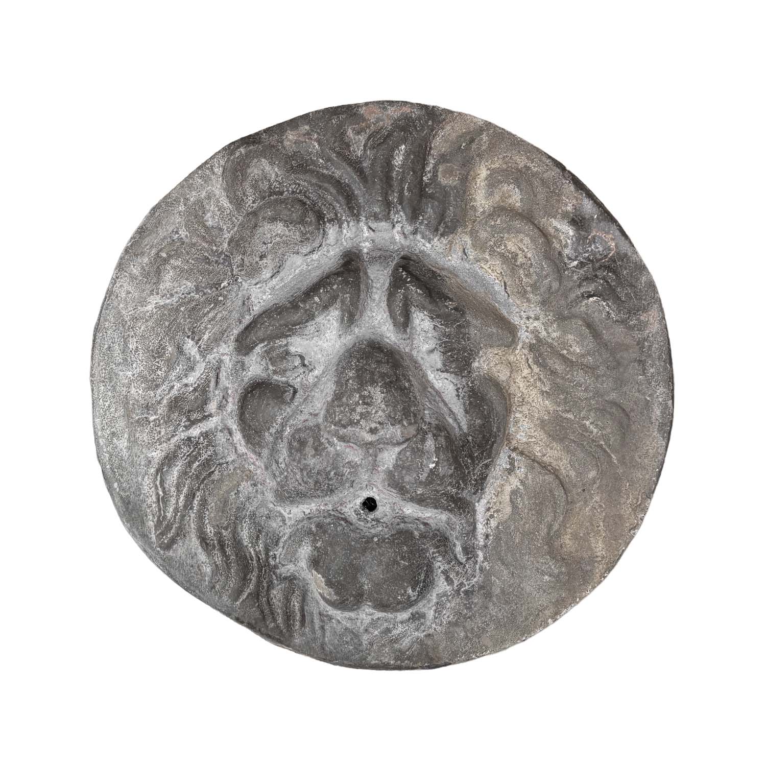 Antique French Lead Lion Fountain Mask Wall Relief