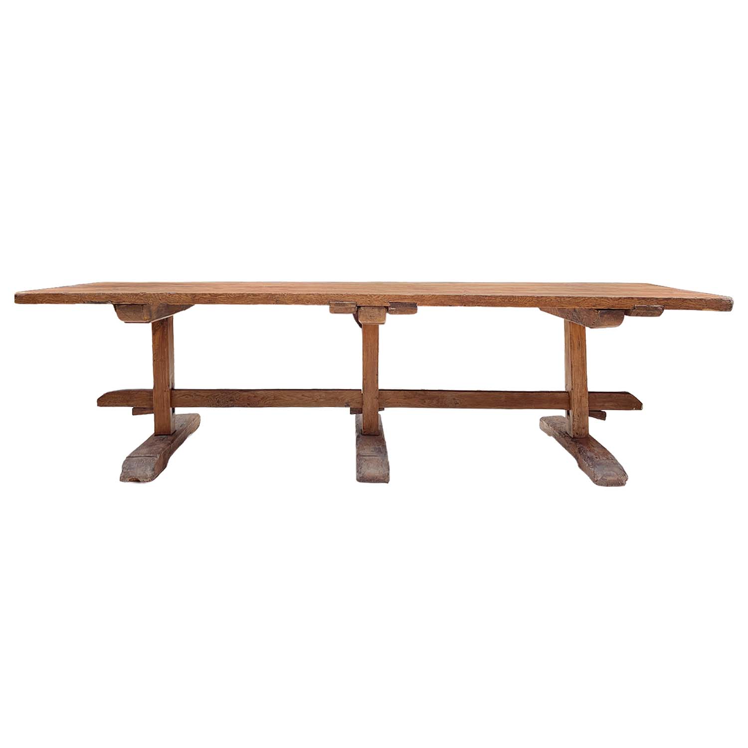 19th Century French Trestle Table in Solid Walnut- Antique Dining Room Table