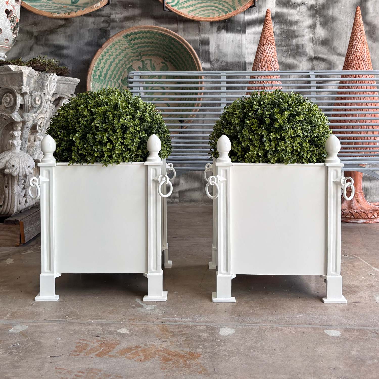 Pair of French Orangerie Planters in White