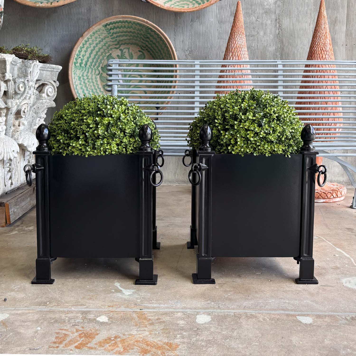 Pair of Black French Orangerie Planters