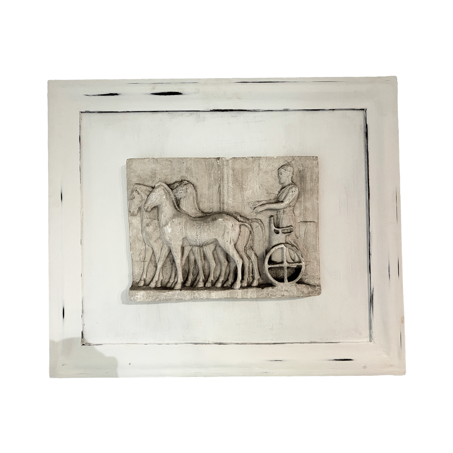 19th-Century Plaster Bas-Relief After the Parthenon Frieze with a Horse and Carraige