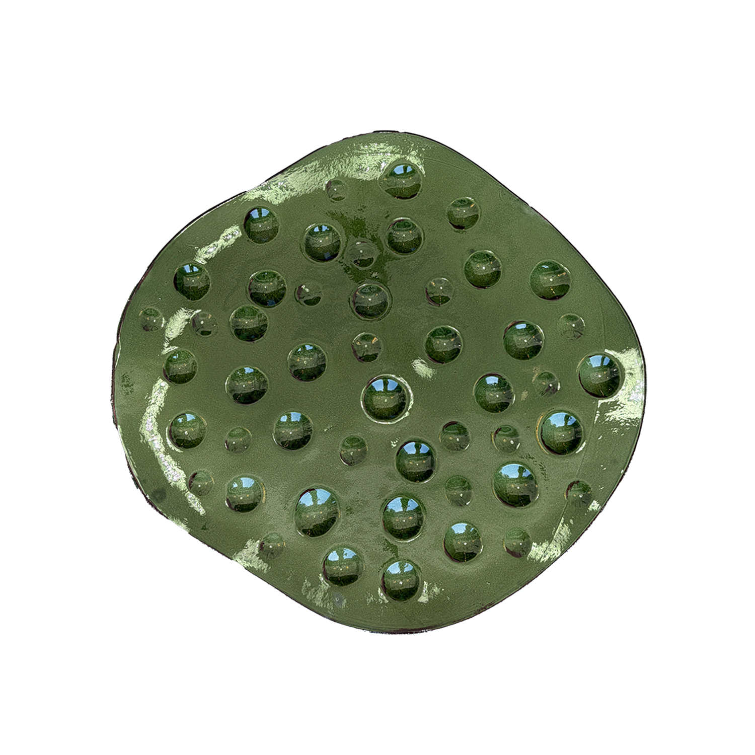 An Artisanal Terracotta Plate in a Vibrant  Green Glaze, France