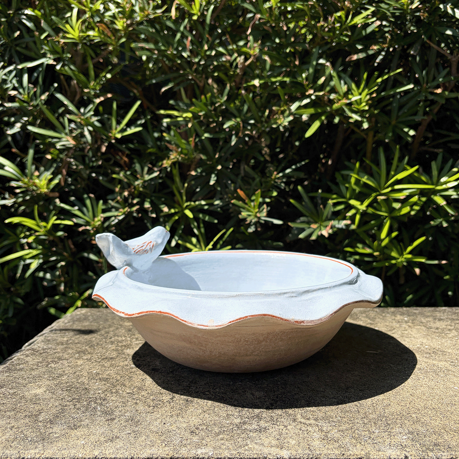 Small Hand Painted Baby Blue Terracotta Bowl from France