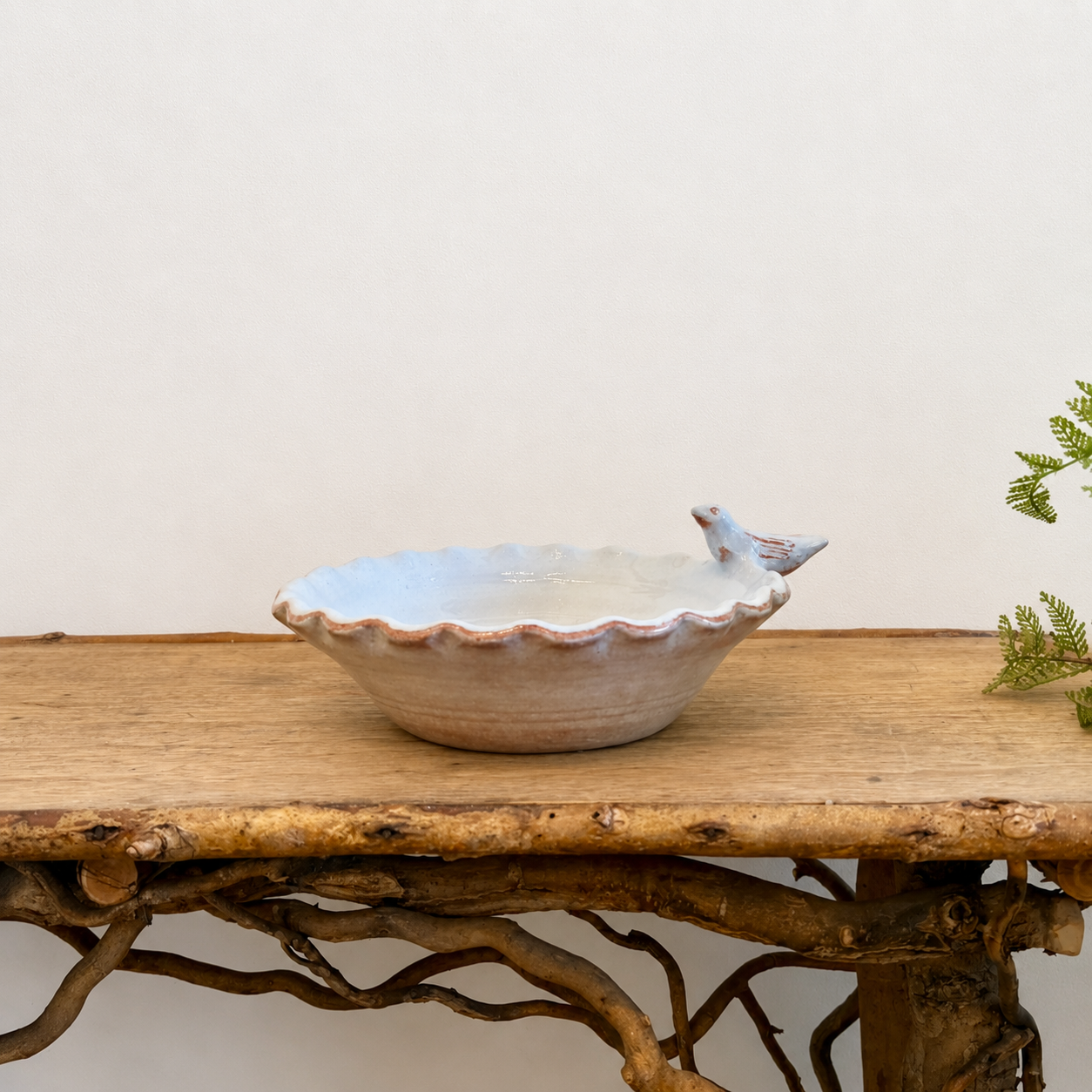 A Scalloped Hand Painted Off-white Bowl from France