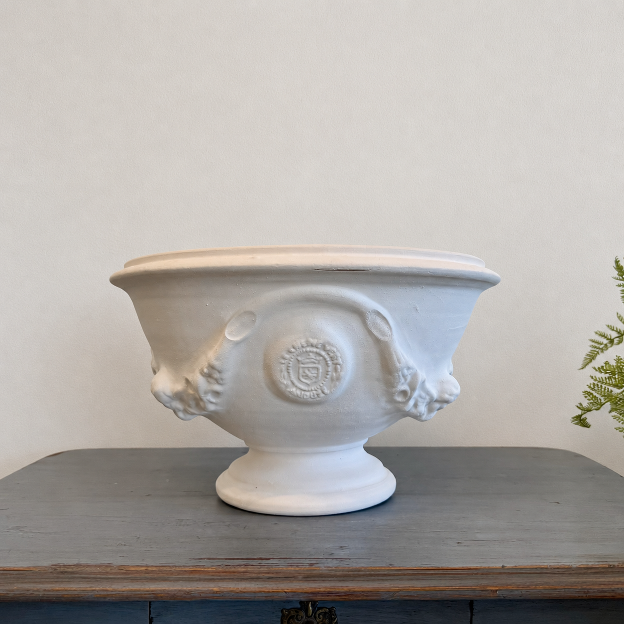 Handcrafted Matte White French Anduze Bowl Planter