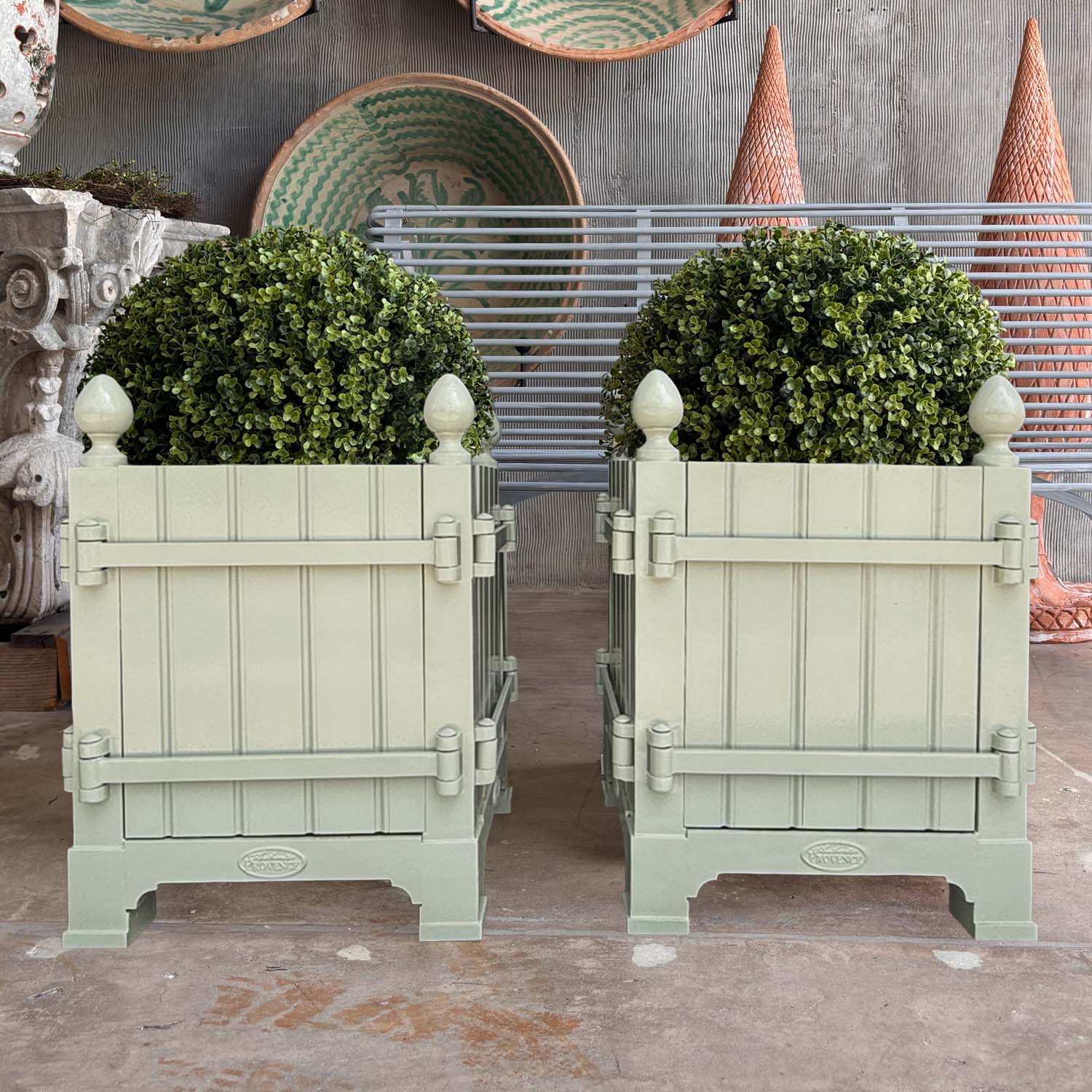 Pair of Versaille Planters in Tree Moss by Benjamin Moore