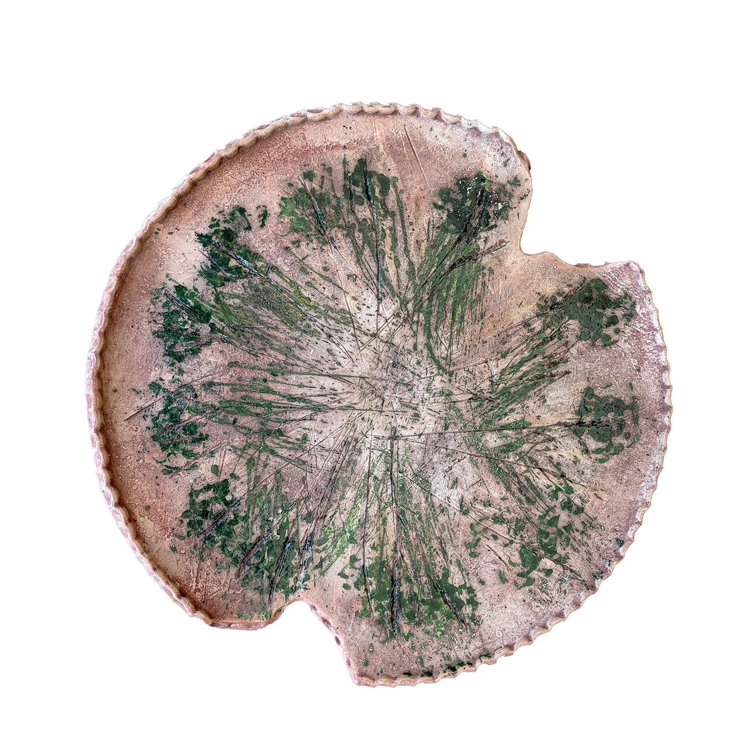 Handcrafted Double-Split Glazed Terracotta Plate, France