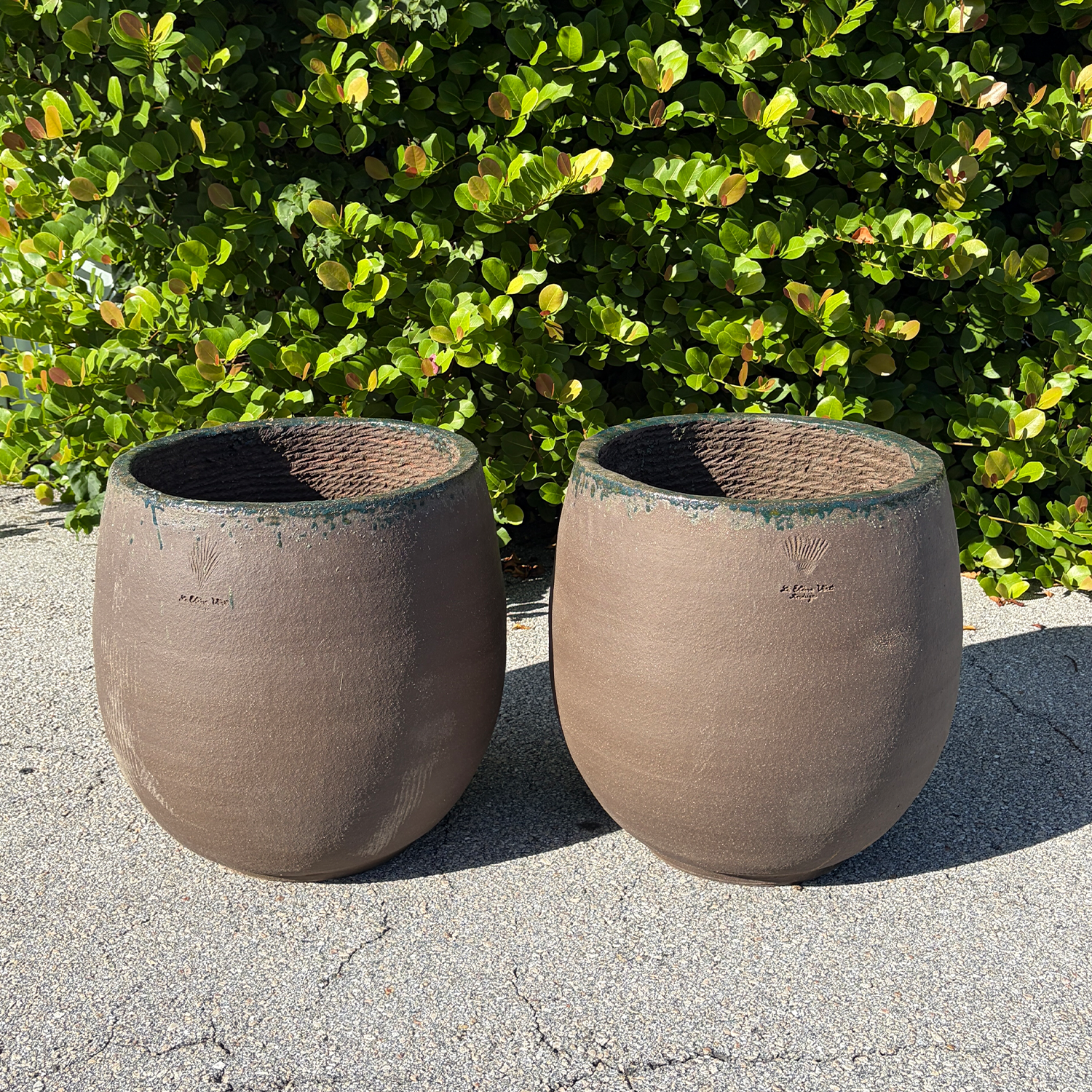 Pair of Handcrafted Terracotta Garden Vases
