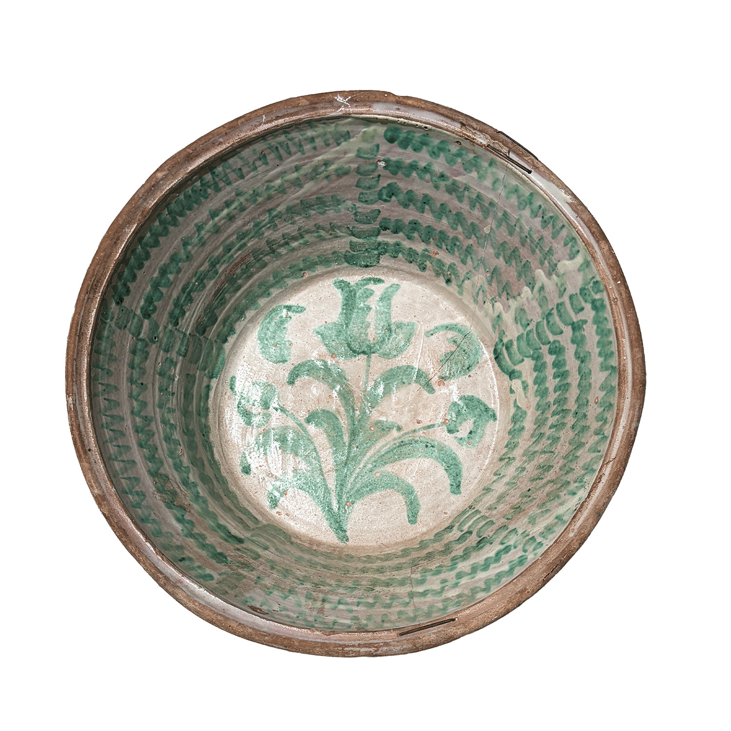 19th Century Andalusian Lebrillo with Pomegranate Decoration