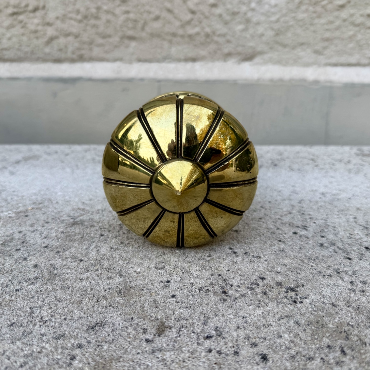 Antique French Fluted Polished Brass Center Door Knob 18th century