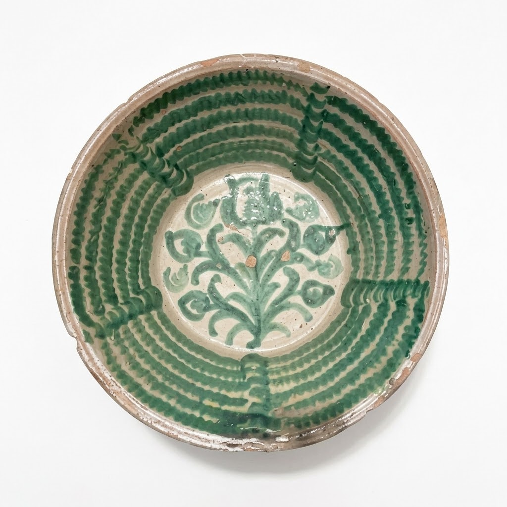 19th / 20th Century Andalusian Terracotta Lebrillo Bowl with Foliate Decoration