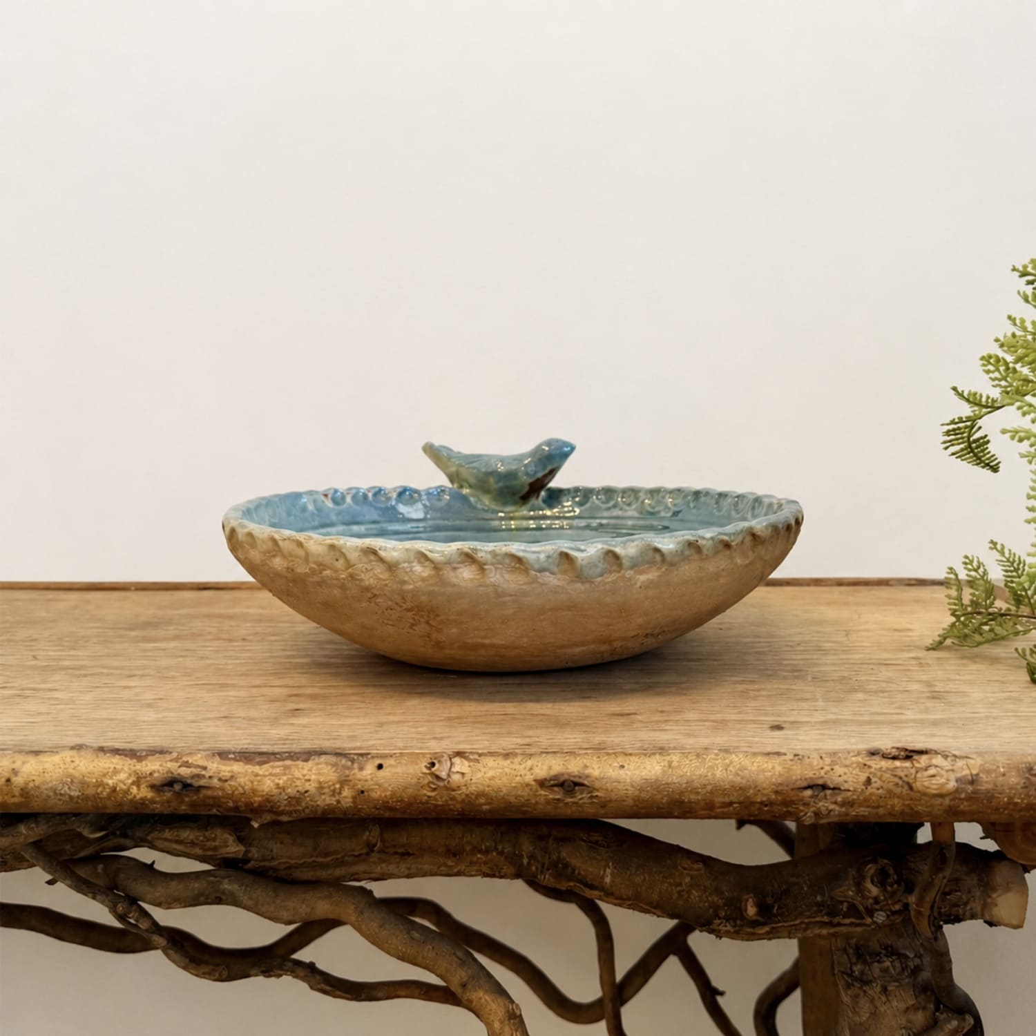 Blue Terracotta Bird Bowl
