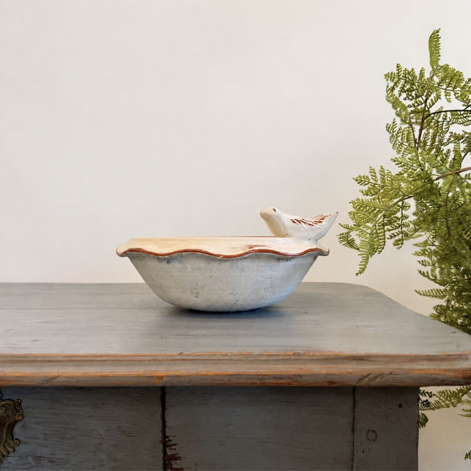 White Terracotta Bird Terracotta Bowl
