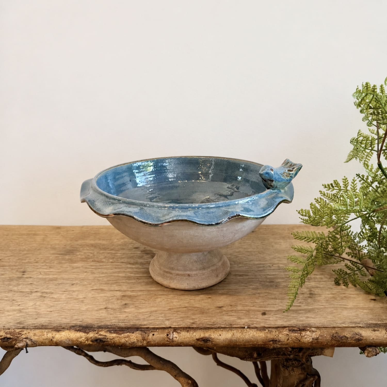 Small Hand Painted Blue Terracotta Bowl from France