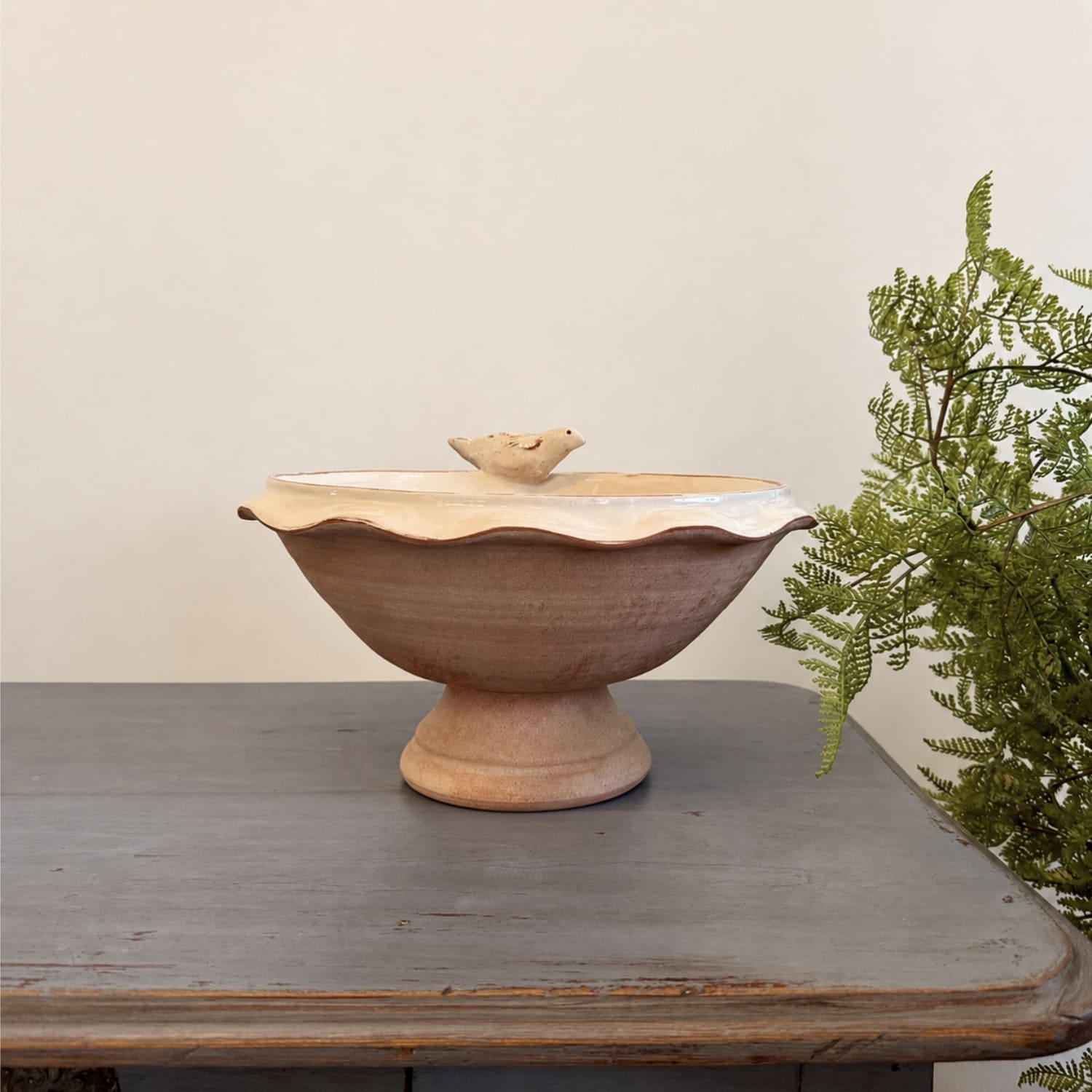 Terracotta Bird Bath Bowl on a pedastal base