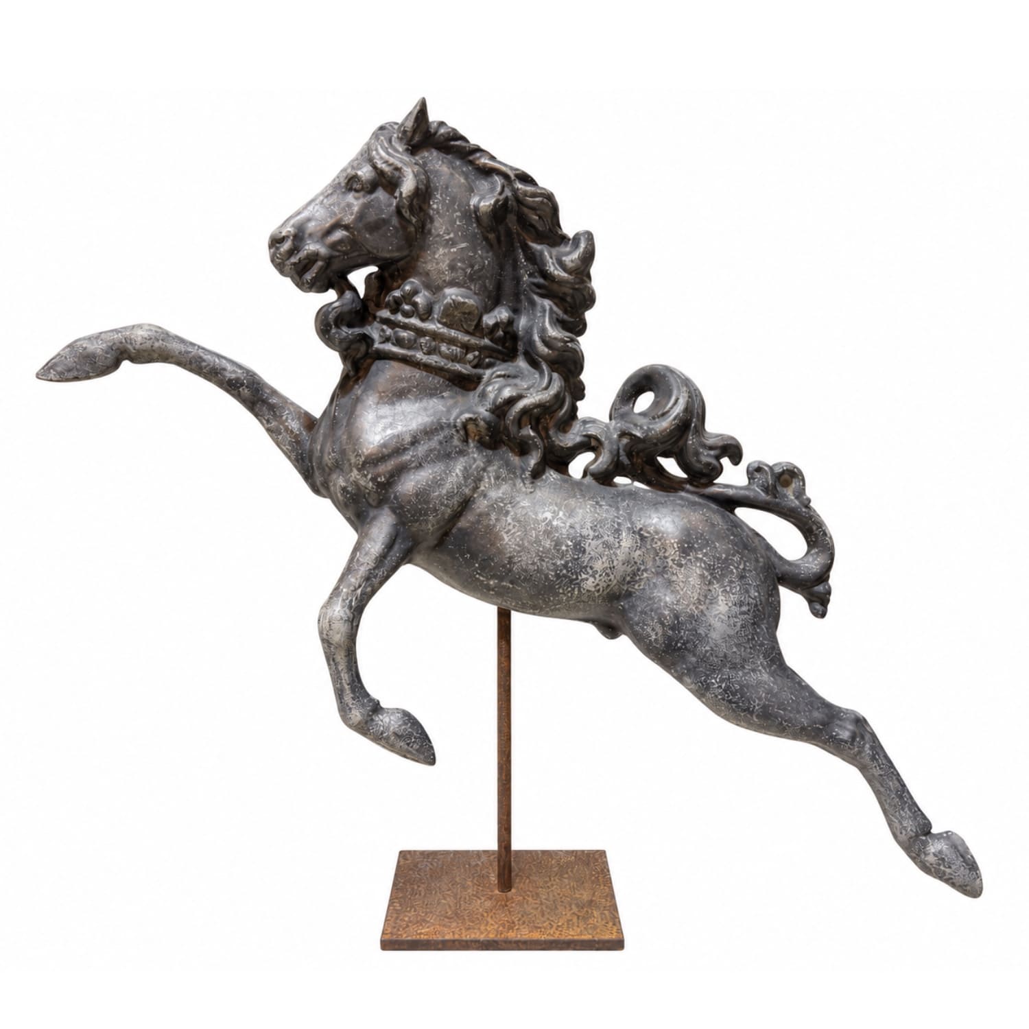 Late 19th/20th C. French Sculptural Horse in a Rearing Pose in Cast Iron