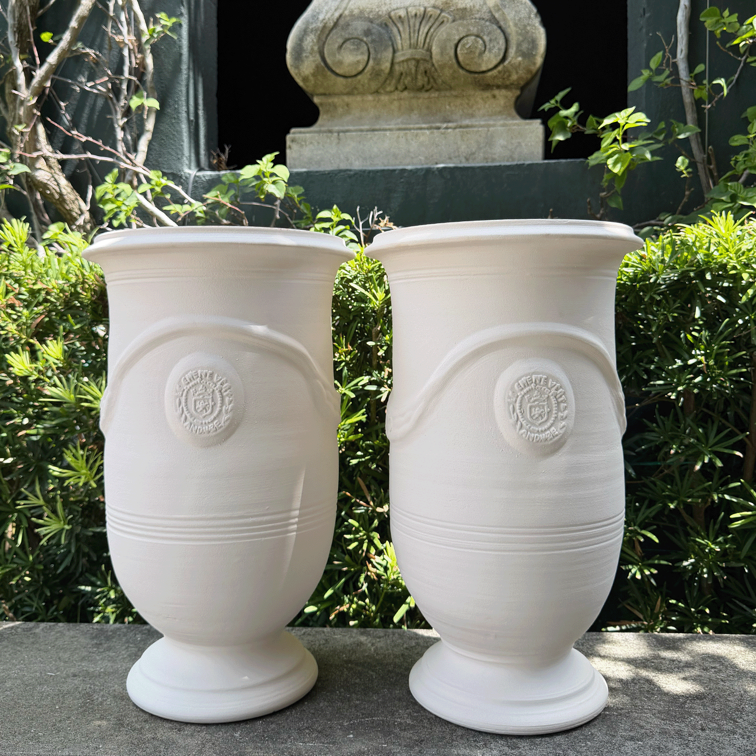Pair of Vase Anduze Medallion Planters