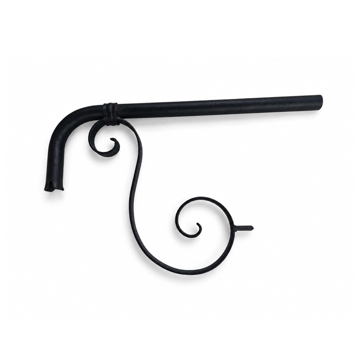 French-Style Dark Wrought Iron Fountain Spout with a S-Scroll Support
